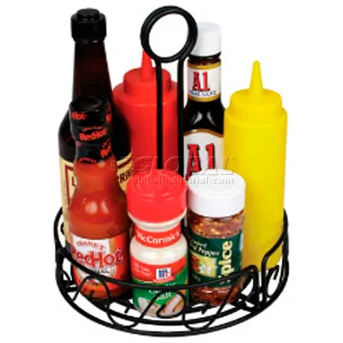 Winco WBKH-7R Round Black Wire Condiment Caddy - Pkg Qty 12