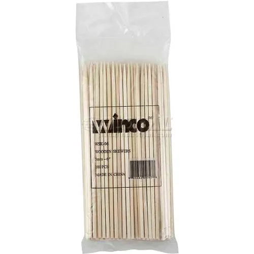 Winco WSK-06 Bamboo Skewers, 6"L - Pkg Qty 30