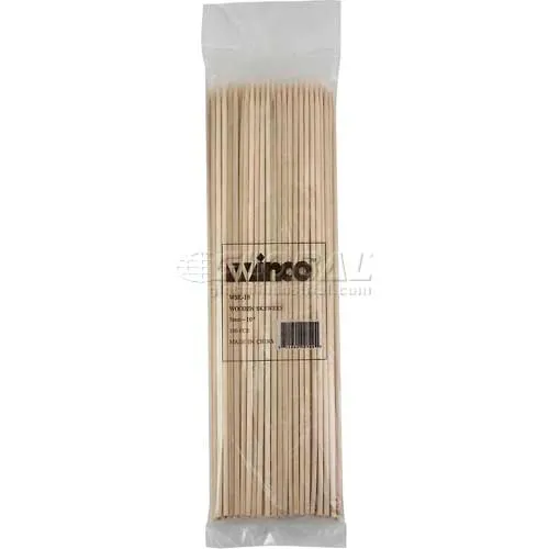 Winco WSK-10 Bamboo Skewers, 10"L - Pkg Qty 30
